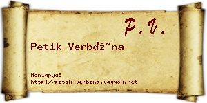Petik Verbéna névjegykártya